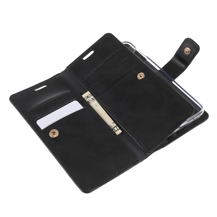 Custodia In Pelle MERCURY GOOSPERY Mansoor Wallet Diario Per Samsung Galaxy S10e - Nero-7