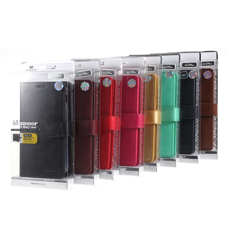 Custodia In Pelle MERCURY GOOSPERY Mansoor Wallet Diario Per Samsung Galaxy S10e - Nero-8