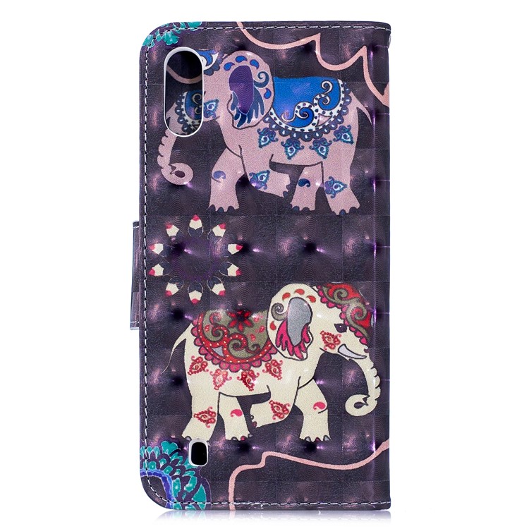 Pattern Printing Light Spot Decor Leather Wallet Case for Samsung Galaxy M10 - Elephant-3