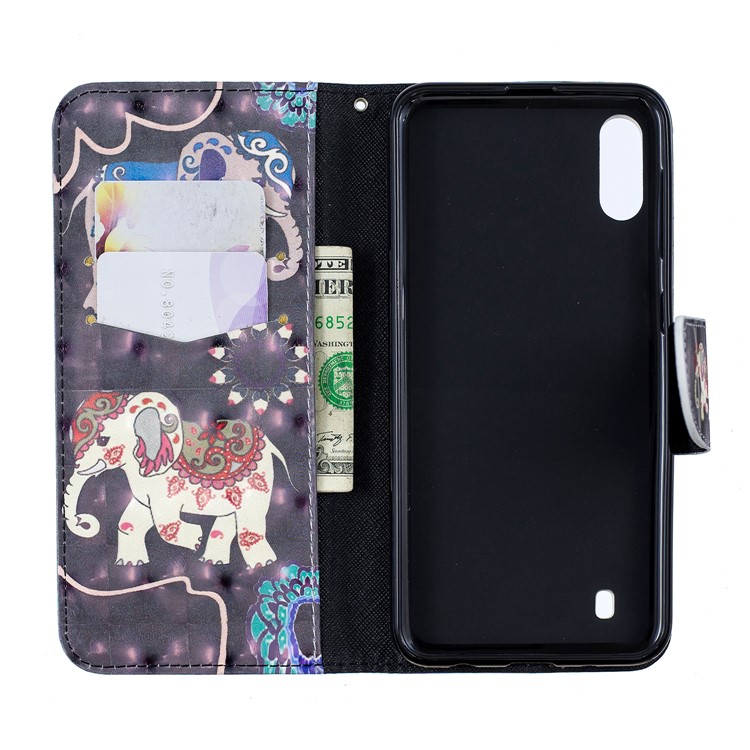 Pattern Printing Light Spot Decor Leather Wallet Case for Samsung Galaxy M10 - Elephant-4