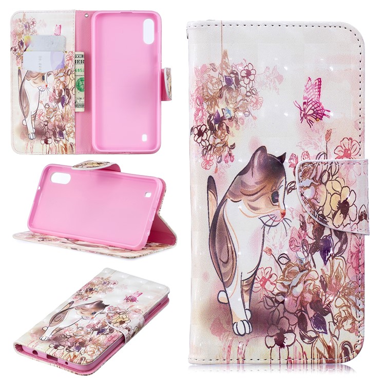 

Pattern Printing Light Spot Decor Leather Wallet Case for Samsung Galaxy M10 - Cat and Flowers, Galaxy M10