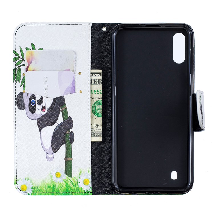 Pattern Printing Wallet Leather Stand Case for Samsung Galaxy M10 - Panda Pattern-4