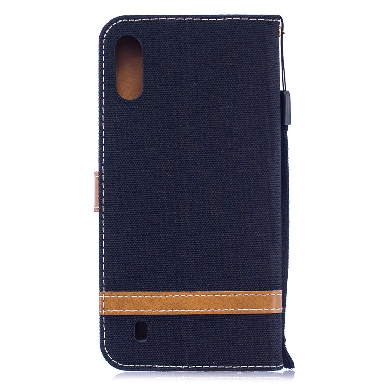 For Samsung Galaxy M10 Assorted Color Jeans Cloth Wallet Leather Cover Shell - Black-3