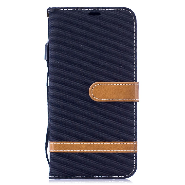 Assorted Color Jeans Cloth Wallet Leather Case for Samsung Galaxy M20 - Black-2