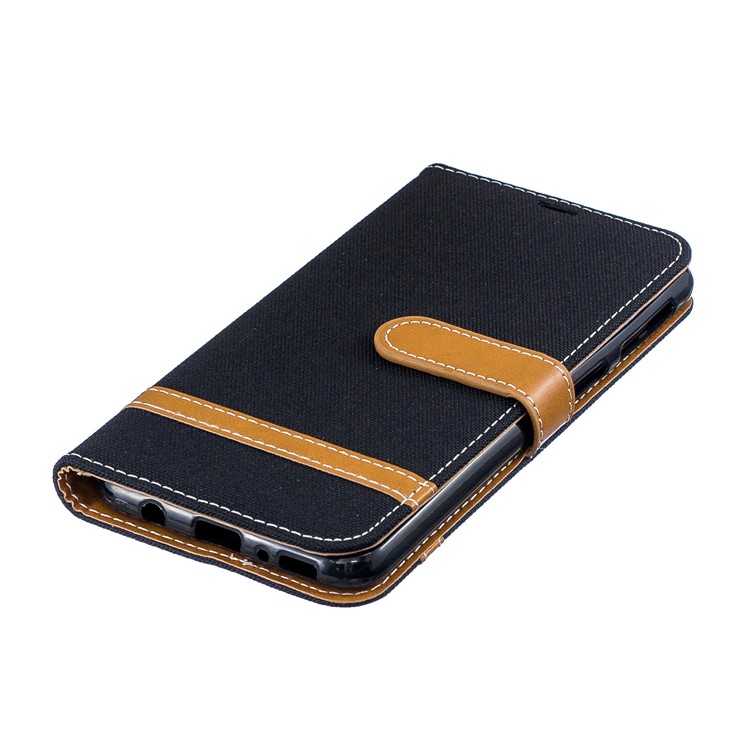 Assorted Color Jeans Cloth Wallet Leather Case for Samsung Galaxy M20 - Black-7