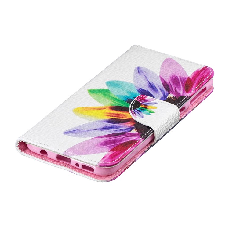 Portafoglio Stampa Portafoglio In Pelle Custodia Per Samsung Galaxy M20 - Modello Di Petali-7
