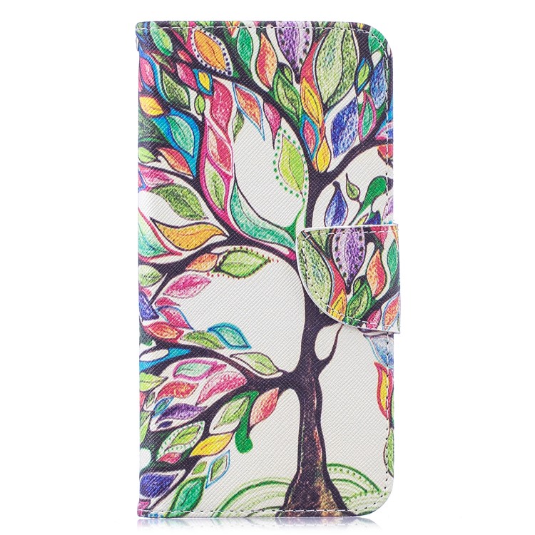 Estojo De Couro Carteira De Impressão Padrão Para Samsung Galaxy M20 - Árvore Colorida-2