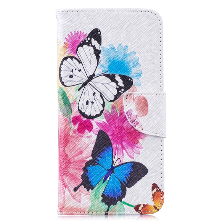 Pattern Printing Wallet Leather Stand Case for Samsung Galaxy M20 - Butterflies and Flowers-2