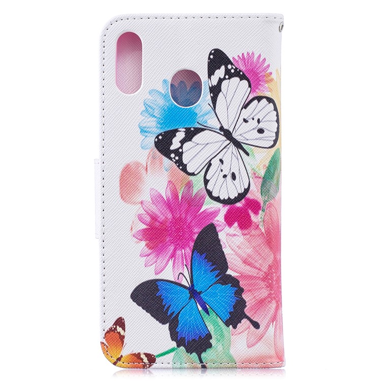 Pattern Printing Wallet Leather Stand Case for Samsung Galaxy M20 - Butterflies and Flowers-3