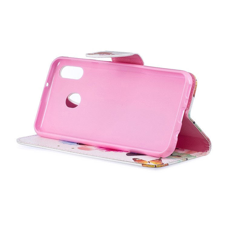 Pattern Printing Wallet Leather Stand Case for Samsung Galaxy M20 - Butterflies and Flowers-6