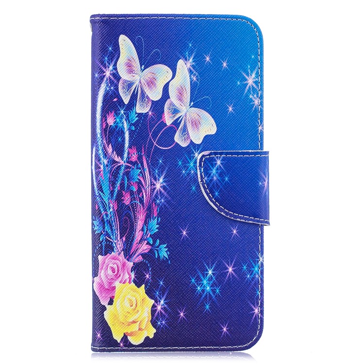 Pattern Printing Leather Wallet Stand Case for Samsung Galaxy M20 - Elegant Butterflies-2