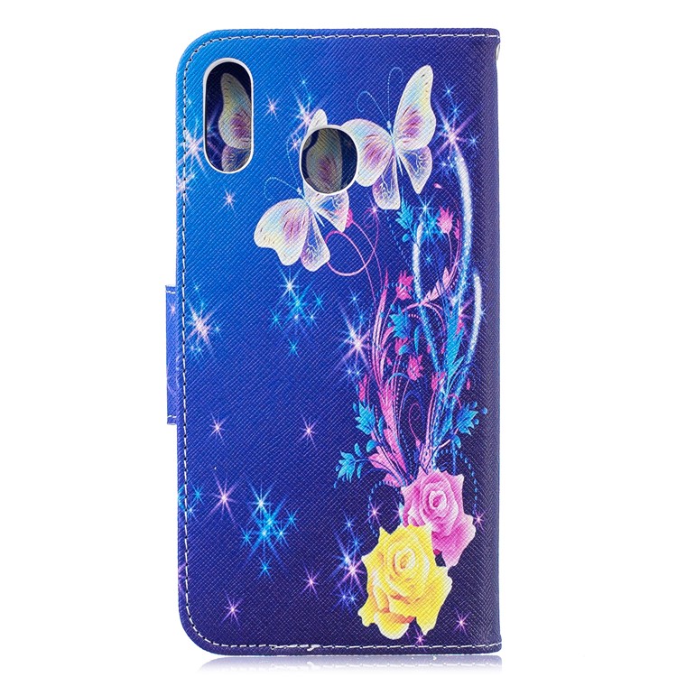 Pattern Printing Leather Wallet Stand Case for Samsung Galaxy M20 - Elegant Butterflies-3