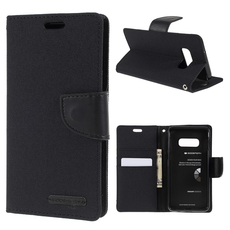 MERCURY GOOSPERY Canvas Diary Leather Wallet Case for Samsung Galaxy S10e - Black-1