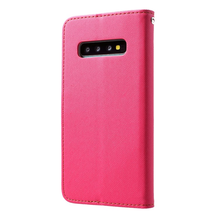 ROAR KOREA Twill Leather Wallet Stand Case for Samsung Galaxy S10 Plus - Rose-2