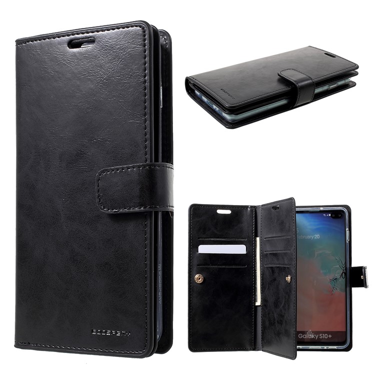 MERCURY GOOSPERY Mansoor Carteira Diário PU Capa De Couro Para Samsung Galaxy S10 Plus - Preto-1