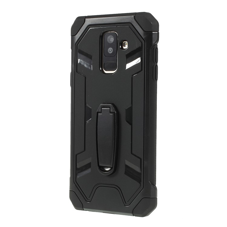 Anti-drop PC + TPU Hybrid Case with Kickstand for Samsung Galaxy A6+ (2018) - Black-1