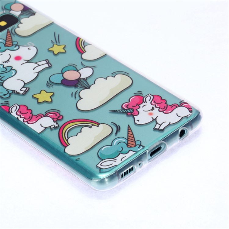 For Samsung Galaxy S10 Plus Pattern Printing Soft TPU Case Cover - Cloud and Unicorns-3