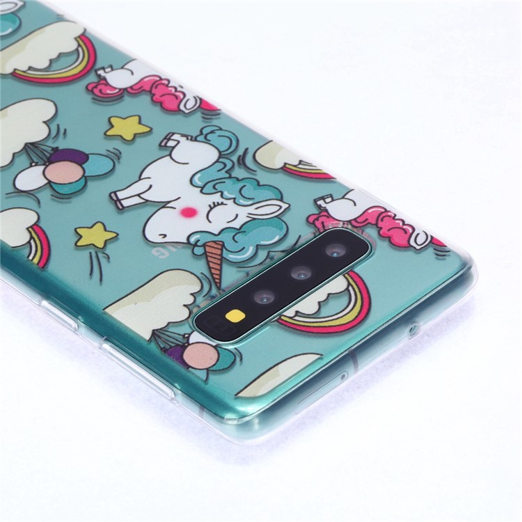 For Samsung Galaxy S10 Plus Pattern Printing Soft TPU Case Cover - Cloud and Unicorns-4