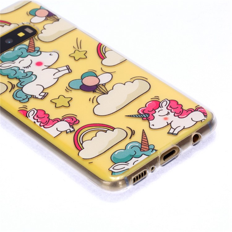 Pattern Printing Soft TPU Shell for Samsung Galaxy S10e - Cloud and Unicorns-3