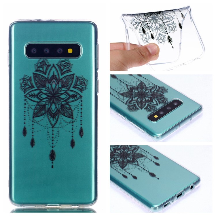 

Шаблон Печати ТПУ Защиты Мобильного Телефона Оболочки Для Samsung Galaxy S10 - Черный Цветок, Galaxy S10