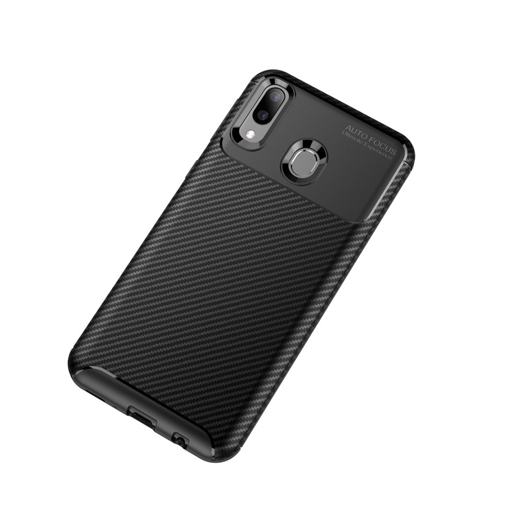 For Samsung Galaxy M20 Carbon Fiber Texture TPU Case Anti-drop Mobile Cover - Black-10