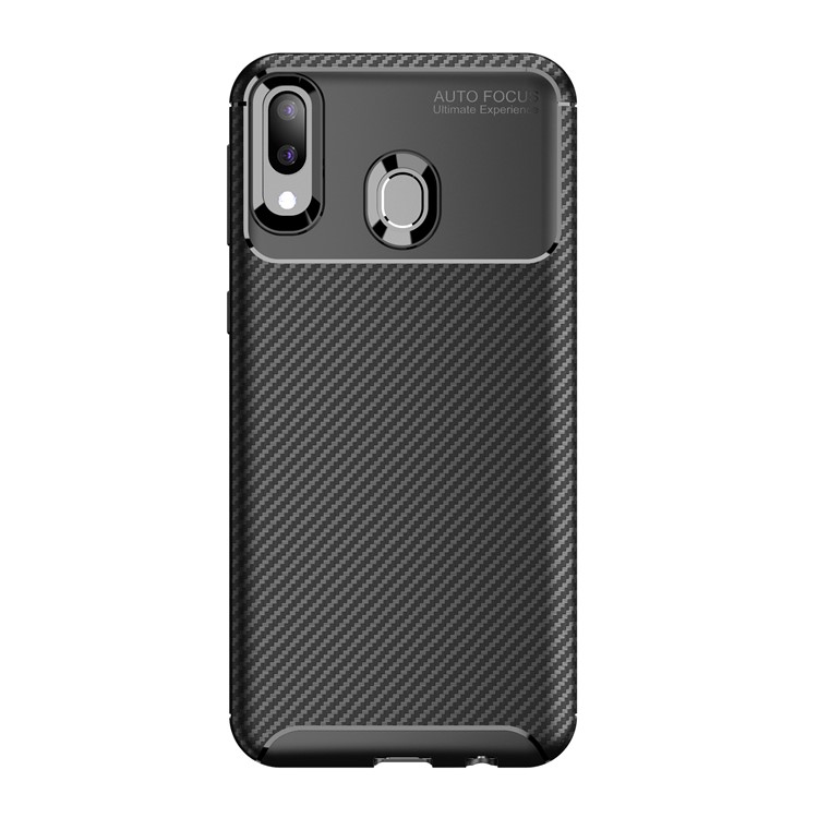 For Samsung Galaxy M20 Carbon Fiber Texture TPU Case Anti-drop Mobile Cover - Black-5