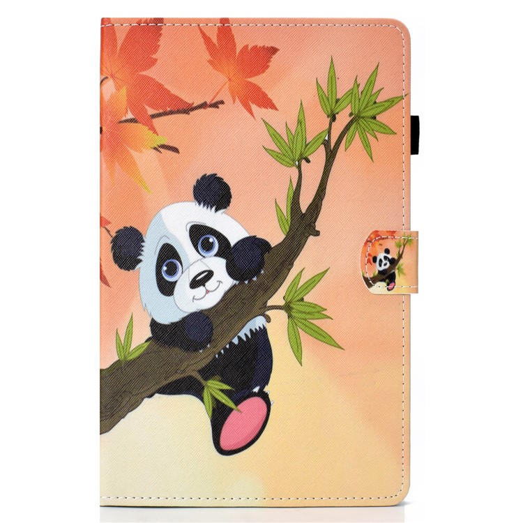 Patterned Leather Card Holder Tablet Flip Case for Samsung Galaxy Tab A 10.5 (2018) T590 T595 - Panda on the Tree-2