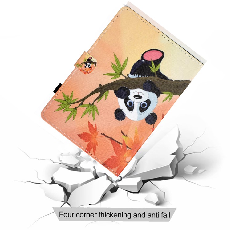 Patterned Leather Card Holder Tablet Flip Case for Samsung Galaxy Tab A 10.5 (2018) T590 T595 - Panda on the Tree-9