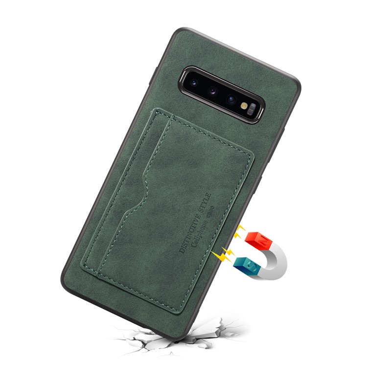 

Чехол Для Мобильного Телефона TPU С Кожаной Обивкой И Слотом Для Карт Памяти Samsung Galaxy S10 - Зеленый, Galaxy S10