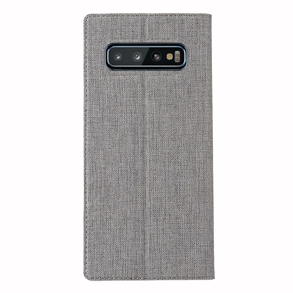 VILI DMX Cross Texture Card Holder Leather Stand Cover for Samsung Galaxy S10 - Grey-4