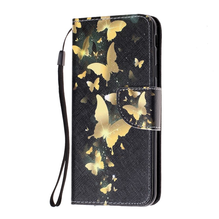 Pattern Printing Magnetic Leather Stand Case for Samsung Galaxy J4+ - Gold Butterfly-2