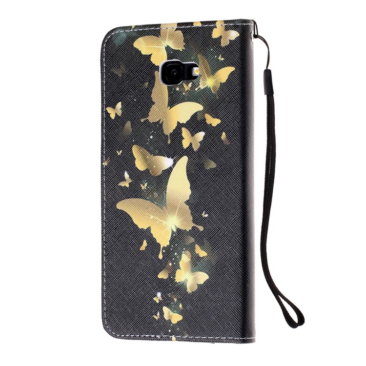 Pattern Printing Magnetic Leather Stand Case for Samsung Galaxy J4+ - Gold Butterfly-3