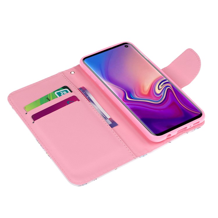 Estojo De Couro Carteira De Impressão Padrão Estande Para Samsung Galaxy S10e - Unicórnio-4