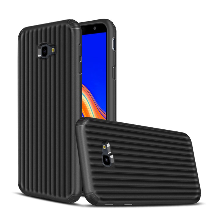 For Samsung Galaxy J4+ Suitcase Shaped Shockproof Case PC TPU Hybrid Shell - Black-1