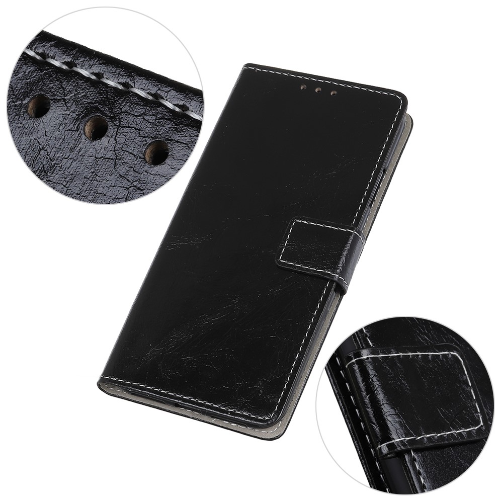 Crazy Horse PU Leather Wallet Phone Case for Samsung Galaxy A50 - Black-6