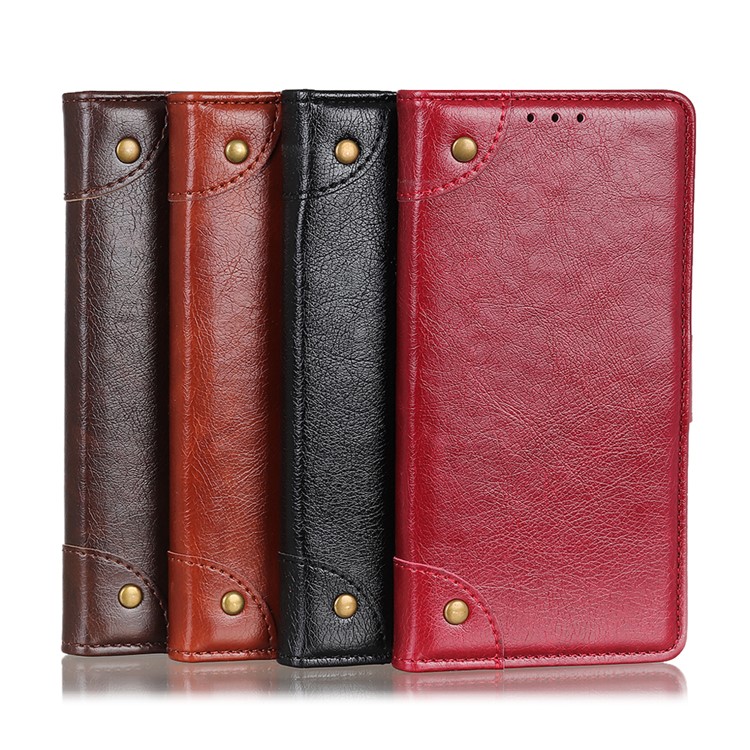 Nappa Texture Wallet Stand Leather Phone Cover for Samsung Galaxy A50 - Coffee-9