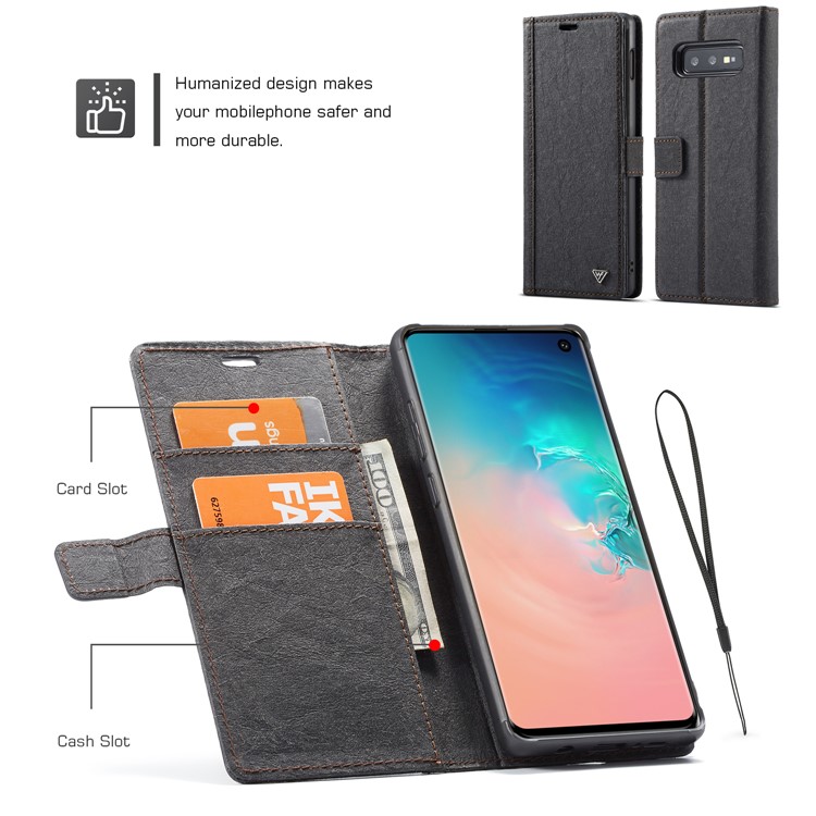 WHATIF Detachable Waterproof Paper Cover PU Leather Phone Case for Samsung Galaxy S10e - Black-10