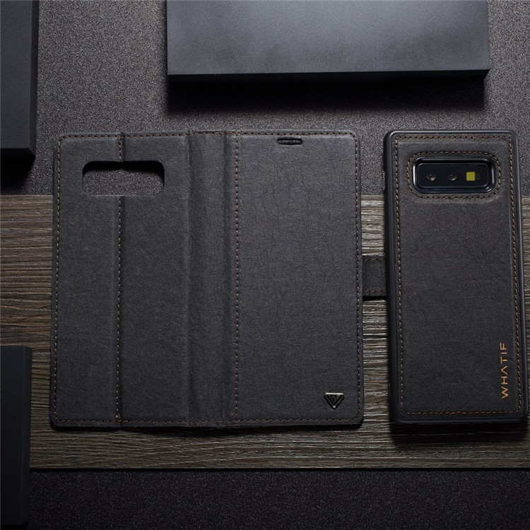 WHATIF Detachable Waterproof Paper Cover PU Leather Phone Case for Samsung Galaxy S10e - Black-3