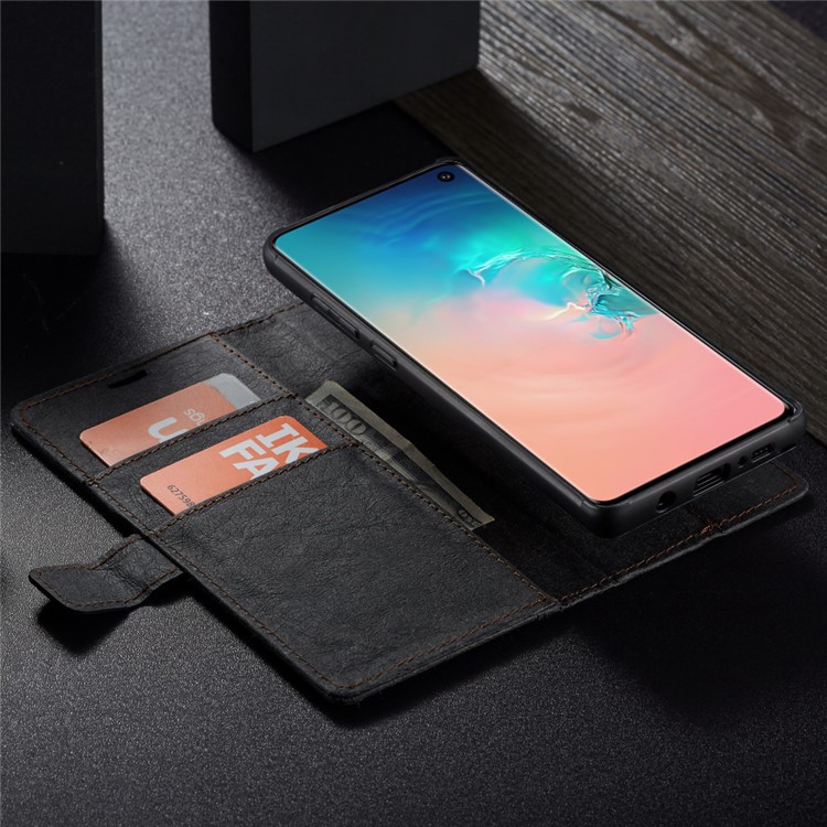 WHATIF Detachable Waterproof Paper Cover PU Leather Phone Case for Samsung Galaxy S10e - Black-6