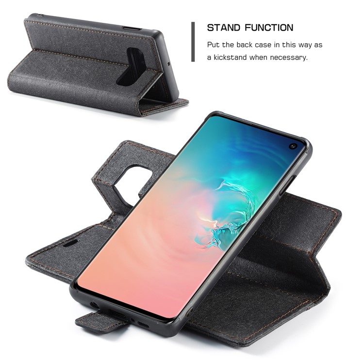 WHATIF Detachable Waterproof Paper Cover PU Leather Phone Case for Samsung Galaxy S10e - Black-9