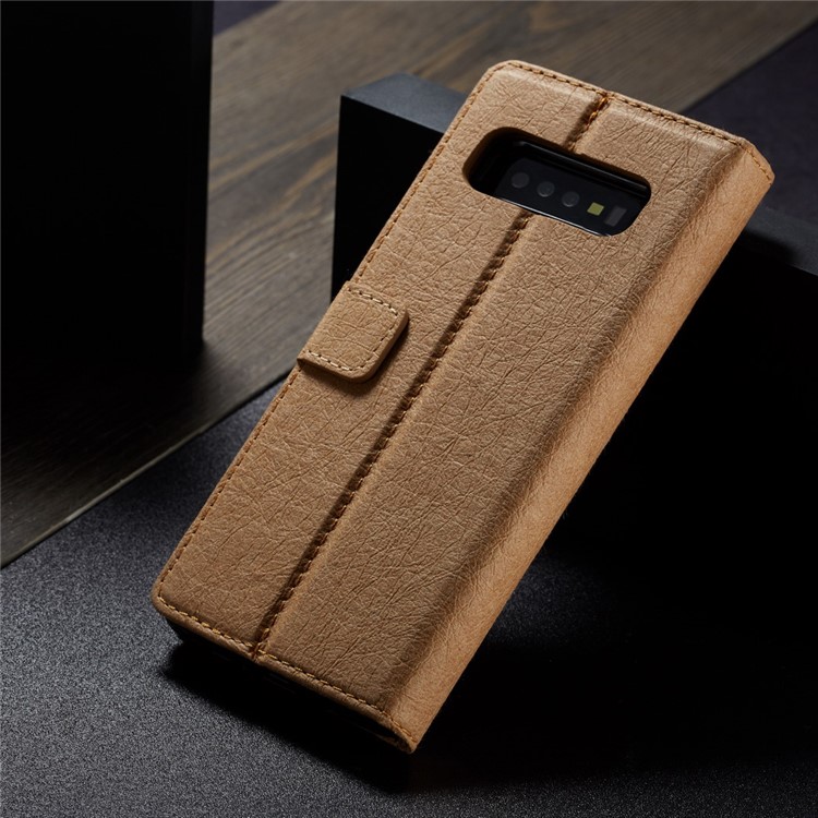 WHATIF for Samsung Galaxy S10 Detachable Waterproof Paper Cover PU Leather Phone Cover - Brown-11