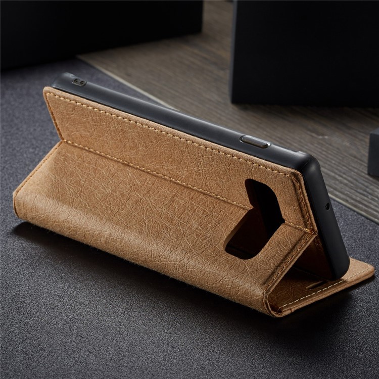 WHATIF for Samsung Galaxy S10 Detachable Waterproof Paper Cover PU Leather Phone Cover - Brown-13