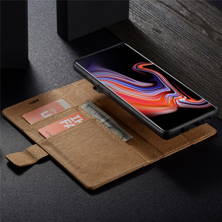 WHATIF for Samsung Galaxy S10 Detachable Waterproof Paper Cover PU Leather Phone Cover - Brown-14