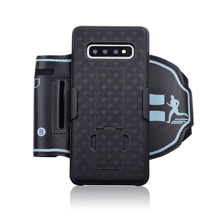 Nylon-Sportarmband Mit Gewebter Muster-PC-Telefonabdeckung Mit Ständer Für Samsung Galaxy S10-1