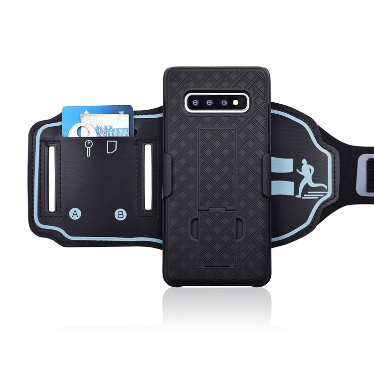 Nylon-Sportarmband Mit Gewebter Muster-PC-Telefonabdeckung Mit Ständer Für Samsung Galaxy S10-2