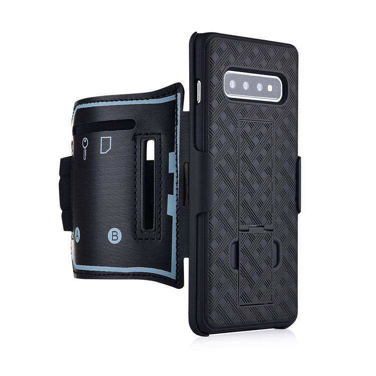 Nylon-Sportarmband Mit Gewebter Muster-PC-Telefonabdeckung Mit Ständer Für Samsung Galaxy S10-3