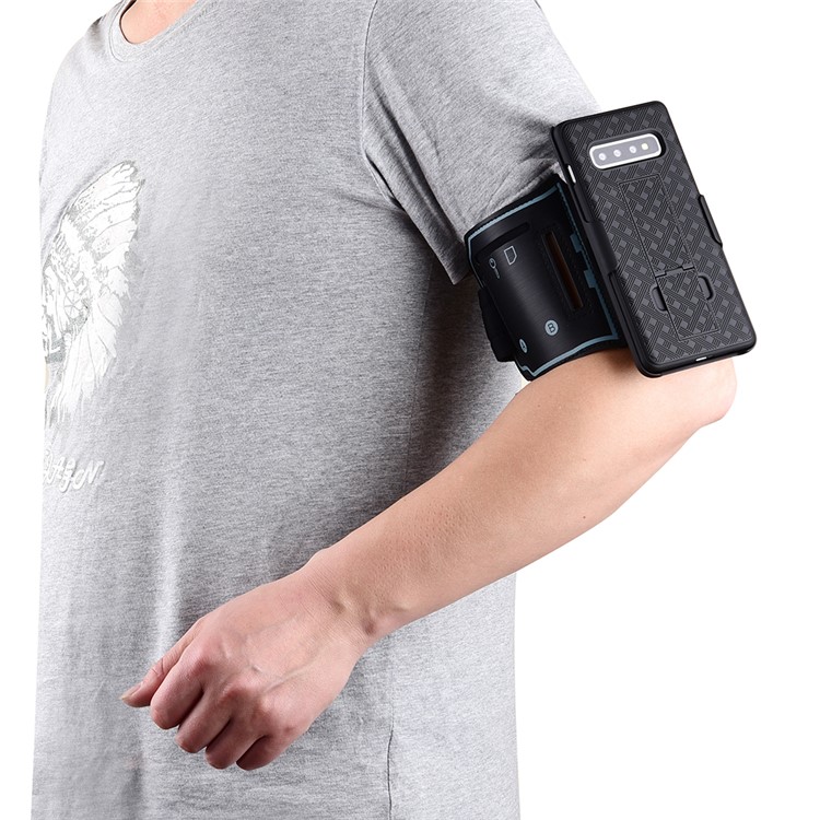 Nylon-Sportarmband Mit Gewebter Muster-PC-Telefonabdeckung Mit Ständer Für Samsung Galaxy S10-6