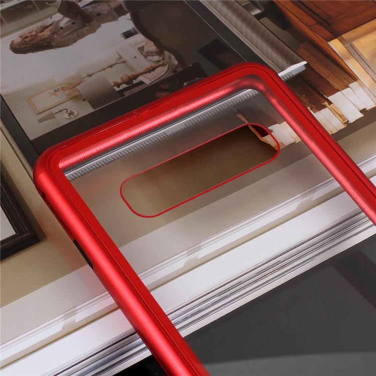 Detachable Magnetic Metal Frame + Tempered Glass Back Protection Cover for Samsung Galaxy S10 - Red-5