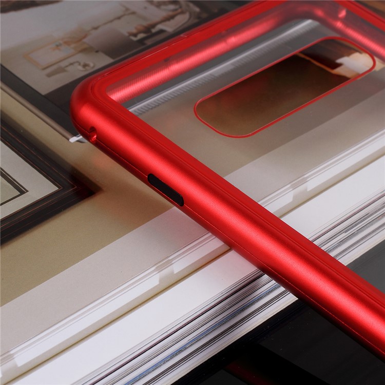 Detachable Magnetic Metal Frame + Tempered Glass Back Protection Cover for Samsung Galaxy S10 - Red-7