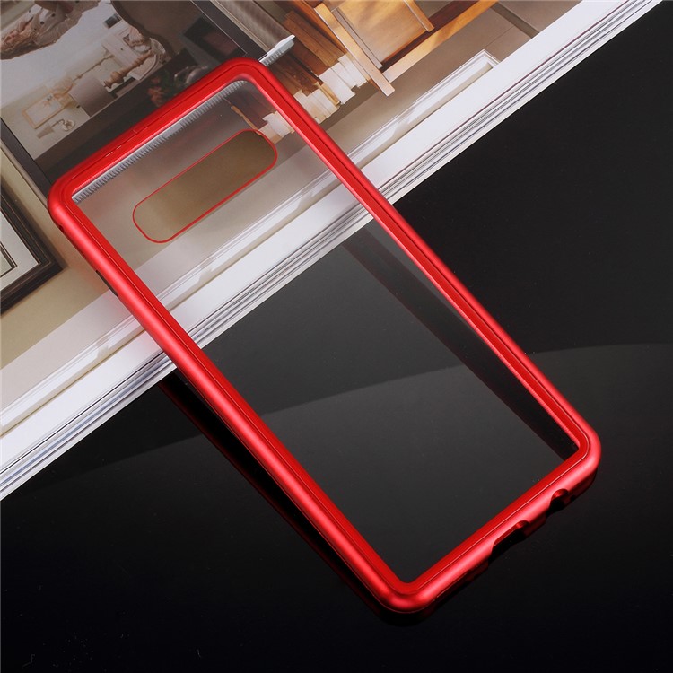 Detachable Magnetic Metal Frame + Tempered Glass Back Protection Cover for Samsung Galaxy S10 - Red-8